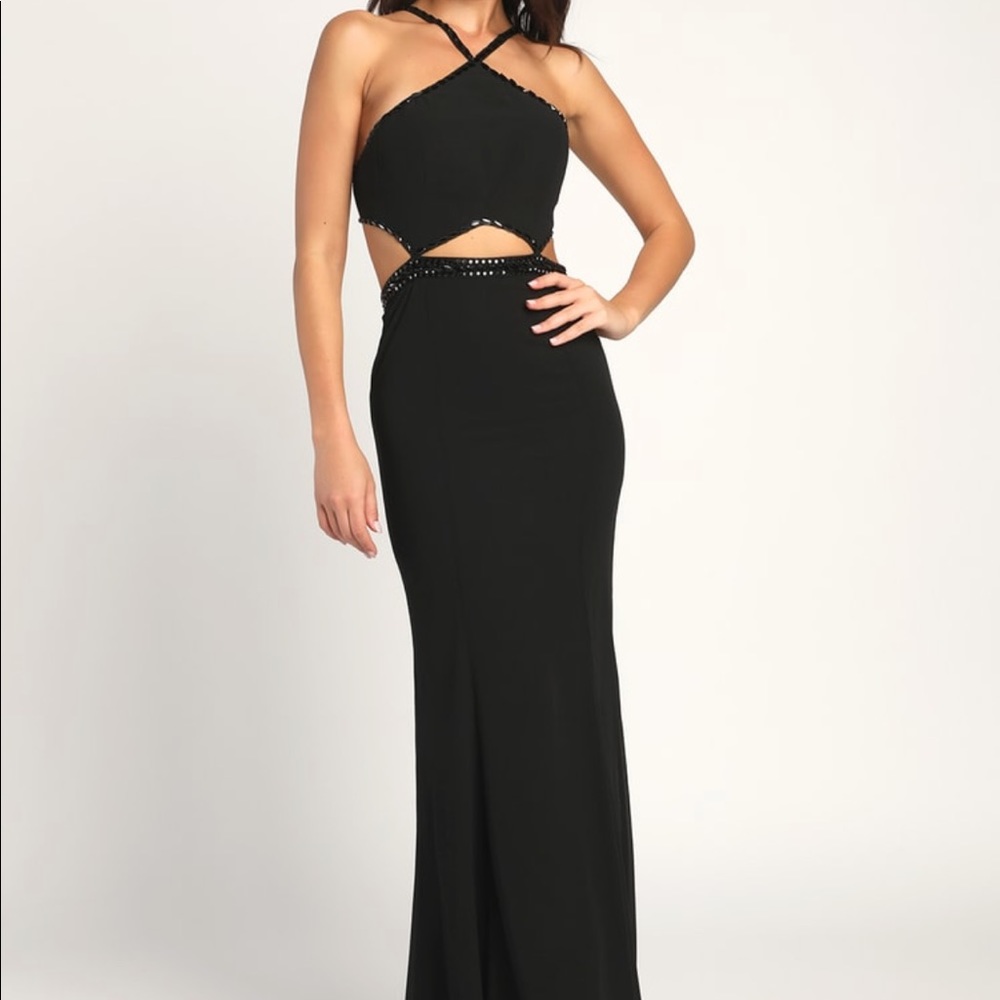 Dance to the Bead Black Halter Mermaid Maxi Dress **NWT** Never Worn **
